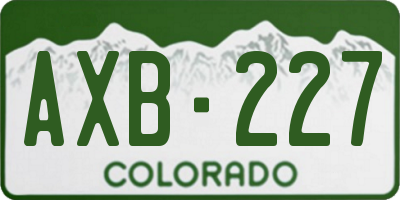 CO license plate AXB227