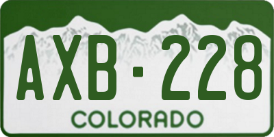 CO license plate AXB228