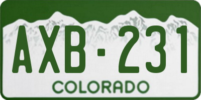 CO license plate AXB231