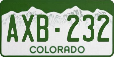 CO license plate AXB232