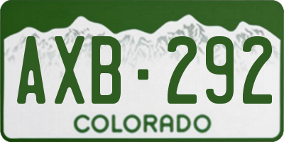 CO license plate AXB292