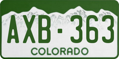 CO license plate AXB363