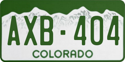 CO license plate AXB404