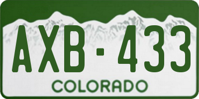 CO license plate AXB433