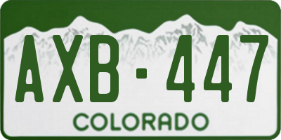 CO license plate AXB447