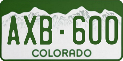CO license plate AXB600