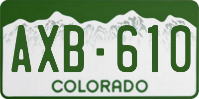 CO license plate AXB610