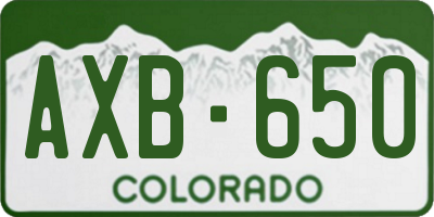CO license plate AXB650