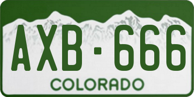 CO license plate AXB666