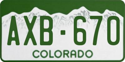 CO license plate AXB670