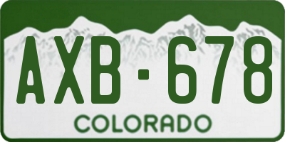 CO license plate AXB678