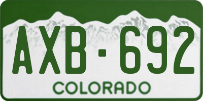 CO license plate AXB692