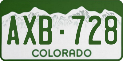 CO license plate AXB728