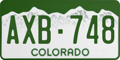 CO license plate AXB748