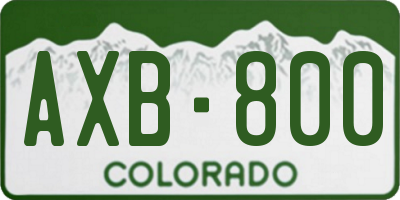 CO license plate AXB800