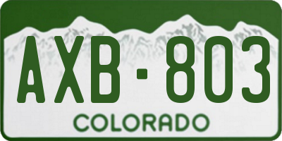 CO license plate AXB803