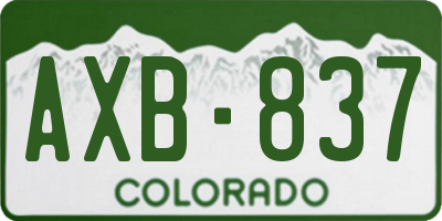 CO license plate AXB837