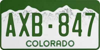 CO license plate AXB847