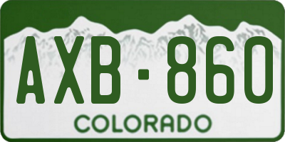 CO license plate AXB860