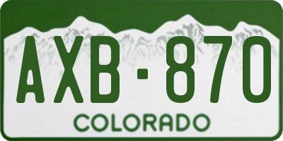 CO license plate AXB870