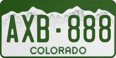 CO license plate AXB888