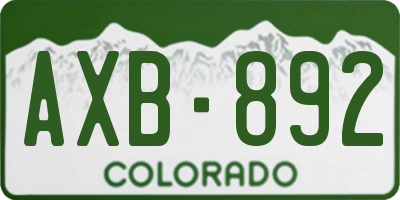 CO license plate AXB892