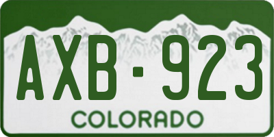 CO license plate AXB923