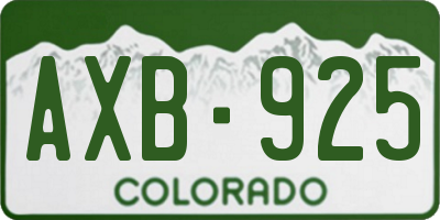 CO license plate AXB925