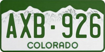 CO license plate AXB926
