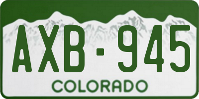 CO license plate AXB945