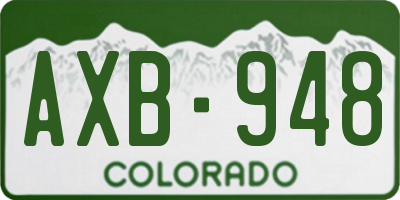 CO license plate AXB948