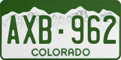 CO license plate AXB962