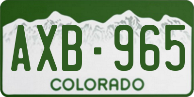 CO license plate AXB965