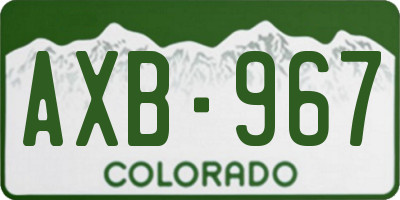 CO license plate AXB967