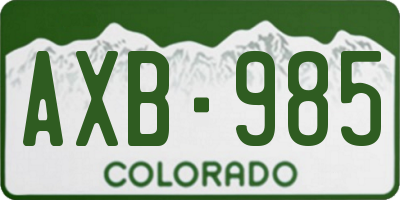 CO license plate AXB985