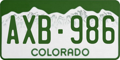 CO license plate AXB986