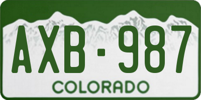 CO license plate AXB987