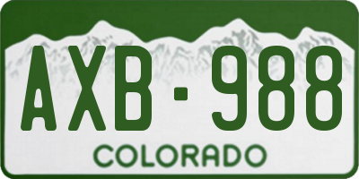 CO license plate AXB988