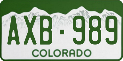 CO license plate AXB989