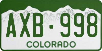 CO license plate AXB998