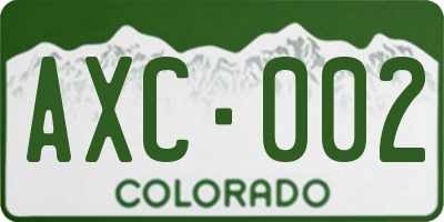 CO license plate AXC002