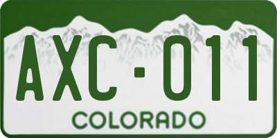 CO license plate AXC011