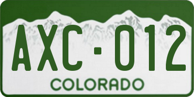 CO license plate AXC012