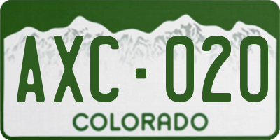 CO license plate AXC020