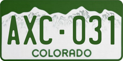 CO license plate AXC031