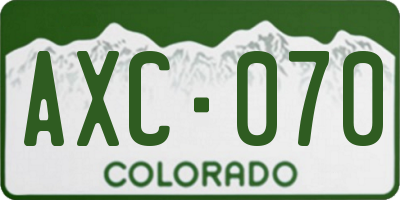 CO license plate AXC070