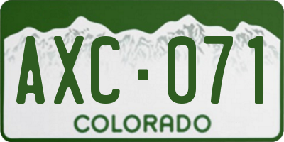 CO license plate AXC071