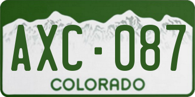 CO license plate AXC087