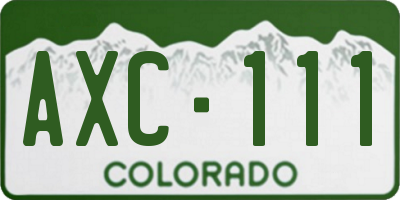 CO license plate AXC111