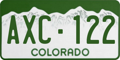 CO license plate AXC122